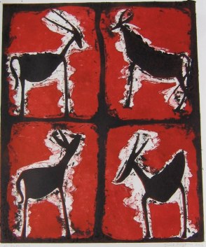 site hoogdruk (kartondruk), rendieren a