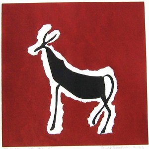 site zeefdruk, rendier rechts a