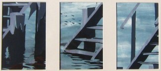 site zeefdruk, trap in stukken horiz